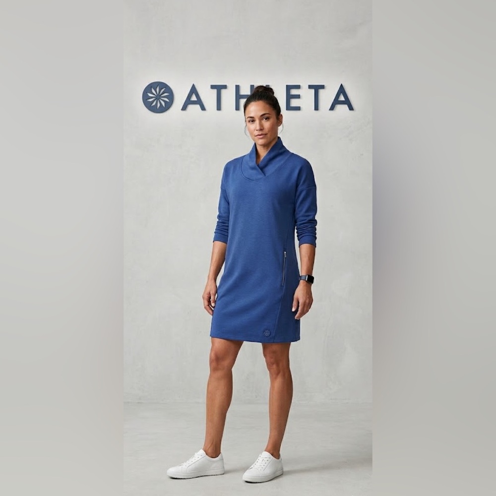 Athleta size small bright blue dress, size zip pockets